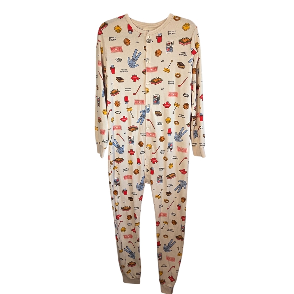 Arborist Thermal Onesie Pajamas Size Small Canadian Print Waffle - Picture 3 of 12